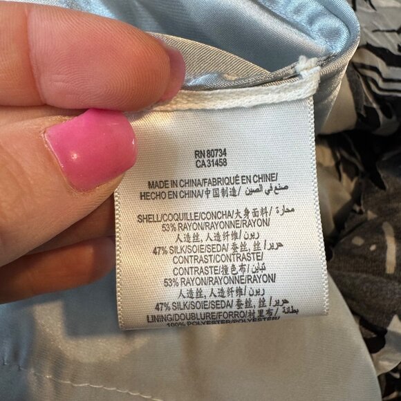 BCBGMaxAzria Maxi Dress Evening Gown Black White Strapless Silk Beaded Size 4P - Picture 8 of 15